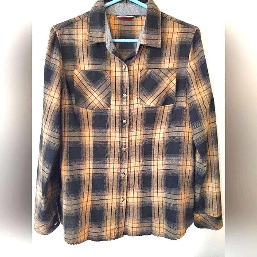 Flannel. Brown Flannel. Black Flannel. Button Down Shirt. Shirt. Long Sleeve.
